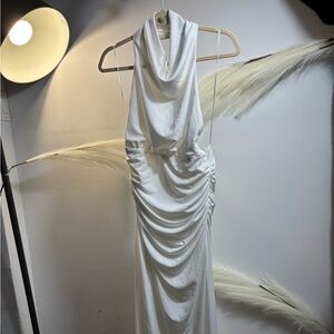 (#81)Elegant White Halter Dress